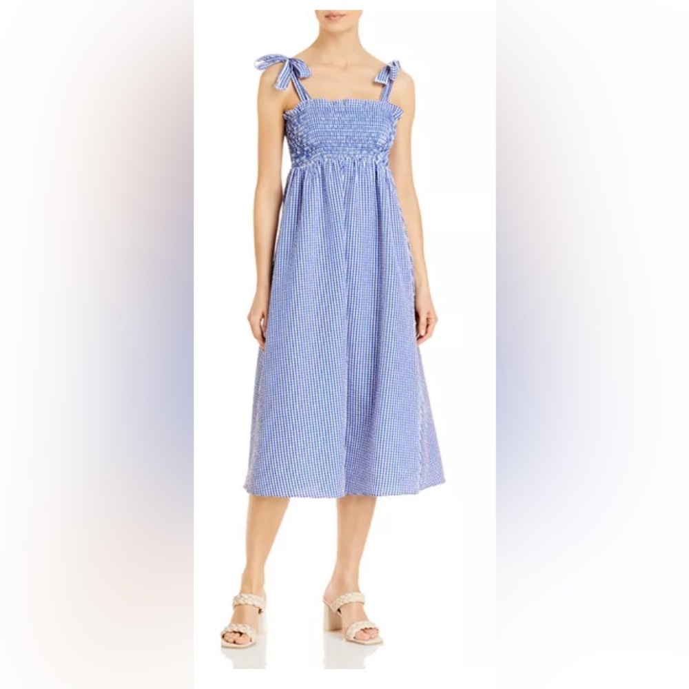 NWOT Ava & esme seersucker long midi bow tied dress
